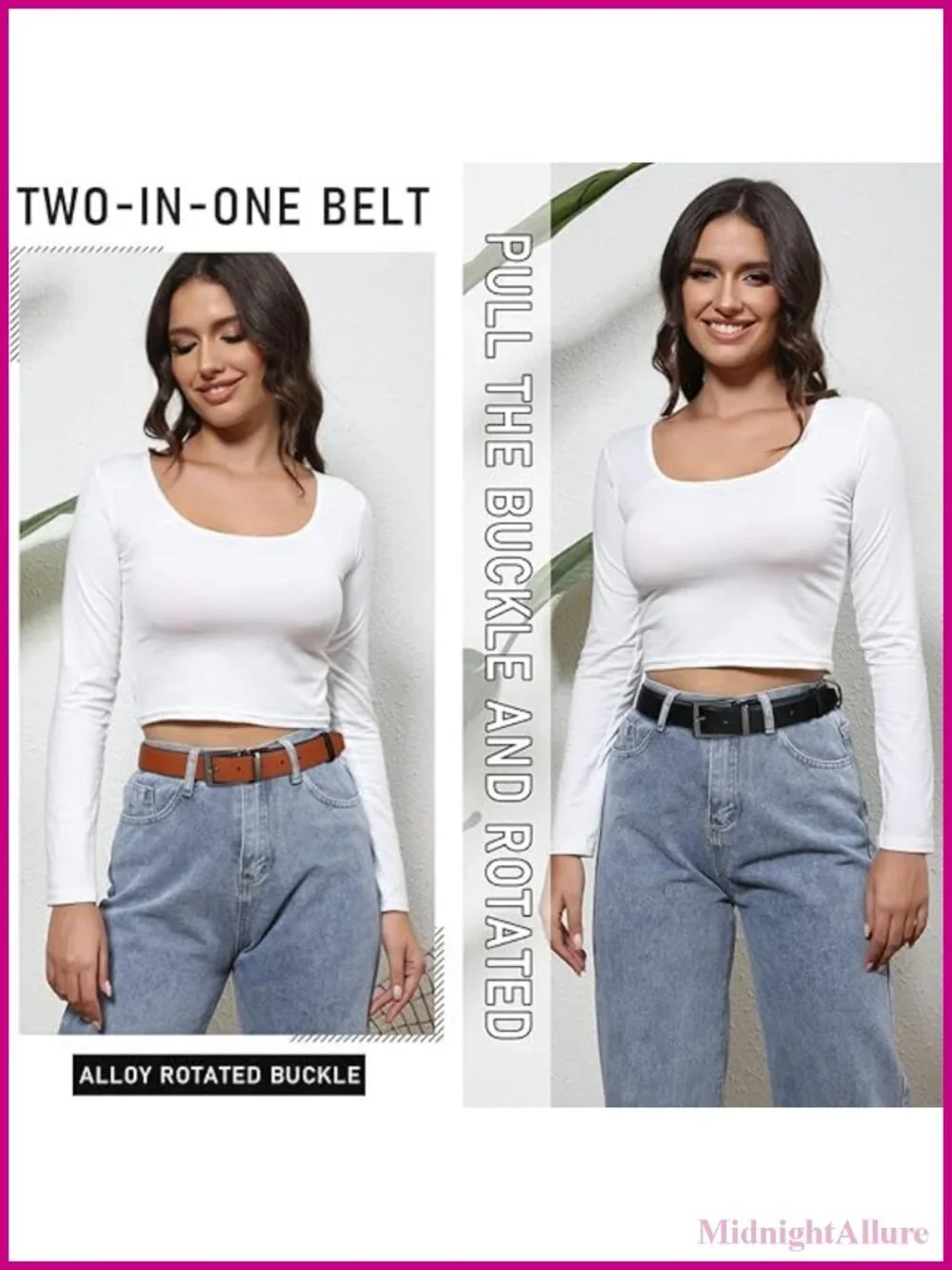 Reversible Leather Belt with Vintage Silver Buckle